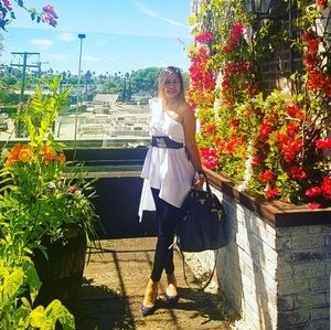 White dress shirt with belt